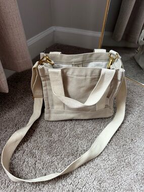Pull&Bear Canvas Crossbody Bag - Cream